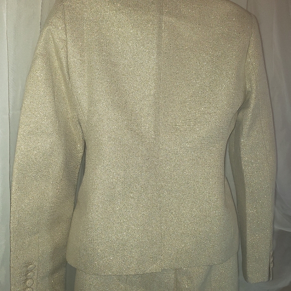 Talbots 2pc Blazer And Pant Set Metallic Gold Cotton Blend Sz 2 Holiday Formal - Picture 15 of 16